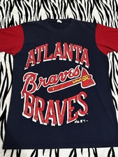 Vintage Atlanta Braves Shirt 1993 MLB Baseball Majestic Large Graphic Colorblock