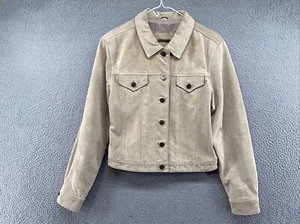 Brandon Thomas Suede Button Up Embroidered Rose Floral Jacket Women's Size Small - Picture 1 of 14