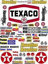 TEXACO Sticker Gang SHEET 16 -R/C MODEL Decal 1/12 -1/10-DIE CUT -NASCAR==16