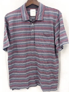 Billy Reid Polo Shirt Men's Short Sleeve XL Blue Striped Cotton Preppy Golf y2k - Picture 1 of 13