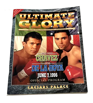 JULIO CESAR CHAVEZ OSCAR DE LA HOYA Caesars Palace 1996 Souvenir Boxing Program - Image 1 of 4