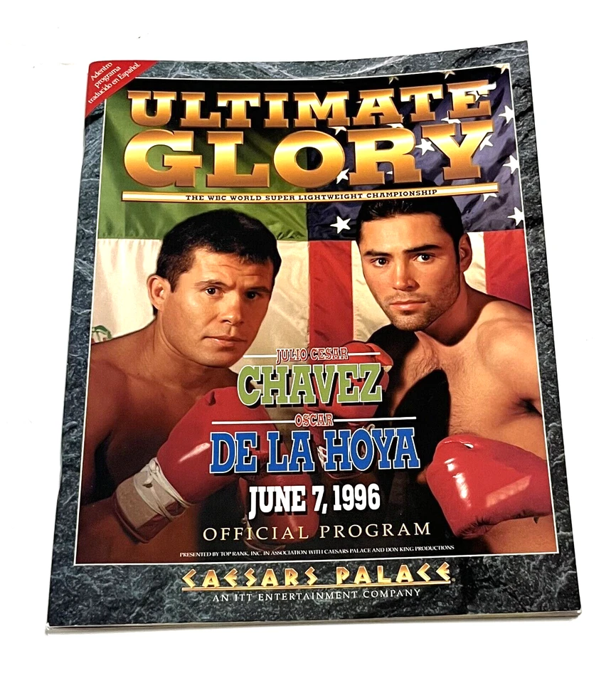 JULIO CESAR CHAVEZ OSCAR DE LA HOYA Caesars Palace 1996 Souvenir Boxing Program - Image 1 of 4