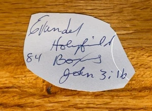 Evander Holyfield Autographed Signed Inscribed John 3:16 Boxing Cut Signature - Picture 1 of 3