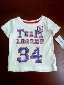 Baby Boy summer short sleeve sports team shirt, Carter's, white/blue/red, 6 mos - Picture 1 of 2