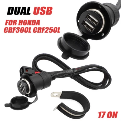 For Honda CRF300L CRF250L Rally Dual USB Outlet Charger Socket Power Port 17 on - Image 1 of 4