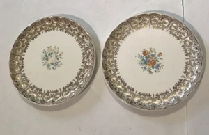 W.S.George Ceramic 22K Gold Warranted Dessert Dish Lot Of Two 7.5 In.Diameter - Picture 1 of 2