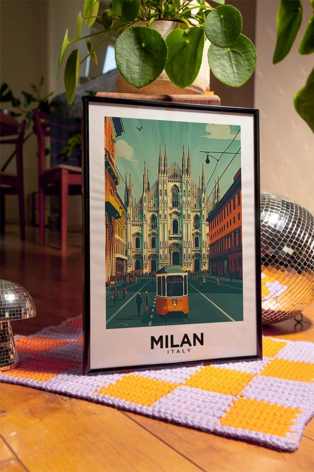 Milan Italy Vintage Style Travel Poster - Home Decor, Wall Art - Image 1 of 4