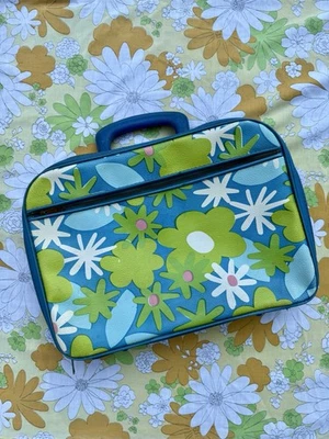 Maleta vintage Groovy Flower Power imitación cuero años 60 70 Foto 1 de 4