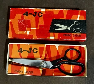 Vintage 4-JC Pinking Shears Dressmaker Scissors With Original Box - Picture 1 of 5