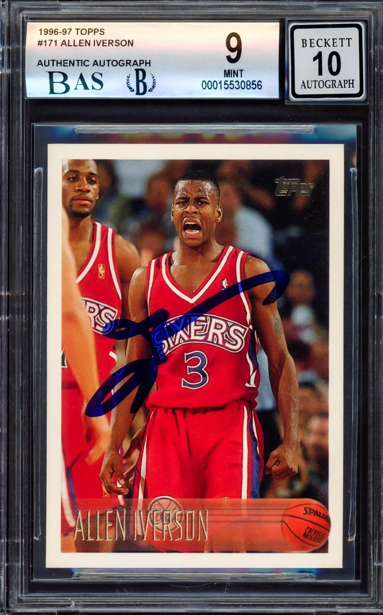 Allen Iverson Autographed Basketball Trading Card Singles Topps