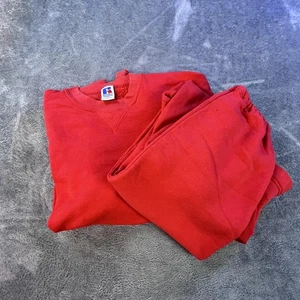 Vintage Russell Athletic Sweatshirt Sweatpants Set Mens XL/L Red Made in USA 90s - Picture 1 of 15