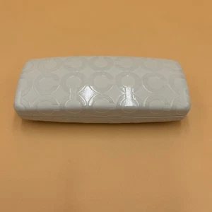 COACH Eyeglass Case Hard Clam Shell White Embossed Logo Small Sunglasses - Picture 1 of 3