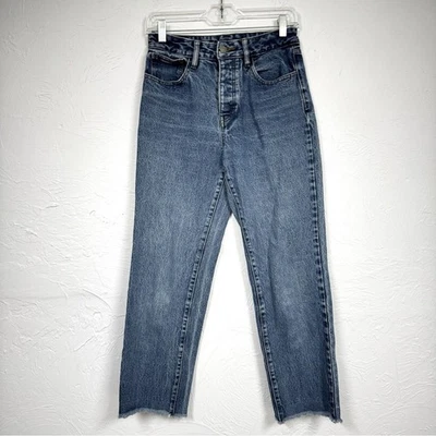 John Galt Brandy Melville Straight Leg Jeans Womens M Blue High Rise Raw Hem - Image 1 of 4