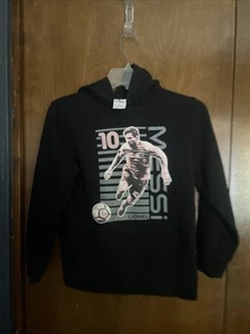 Lionel Messi large hoodie youth number 10 soccer/football Black And Pink - Picture 1 of 8