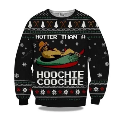 2025 Alan Jackson Hotter Than A Hoochie Coochie Christmas Ugly Sweater - Image 1 of 4