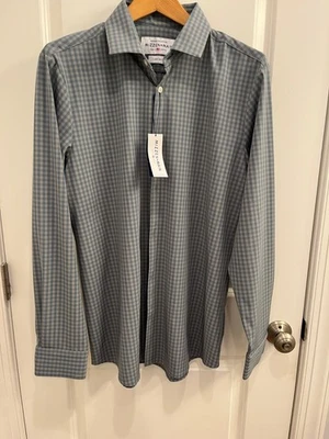 Men's XL Mizzen + Main Leeward Gray Blue Plaid Performance Trim Fit - Image 1 of 4