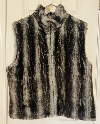 Chaleco de piel sintética Blassport reversible resistente a la intemperie cremallera gris/negro grande nuevo Foto 1 de 4