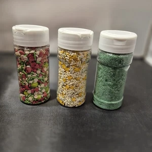 Sealed  Assorted Holiday Sprinkles 3 Canisters Missing Box - Picture 1 of 6