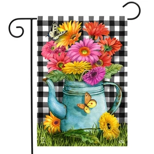 Briarwood Lane Gerber Daisy Watering Can Spring Garden Flag - Picture 1 of 4