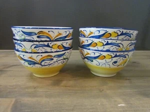 Set 6 ciotole cereali Pier 1 Imports Mirandela 6" dipinte a mano Portogallo - EUC - Foto 1 di 9