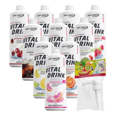 Best Body Nutrition Vital Drink 10 Flaschen Sirup + 1 Dosierpumpe 9,99€/Ltr. - Bild 1 von 2