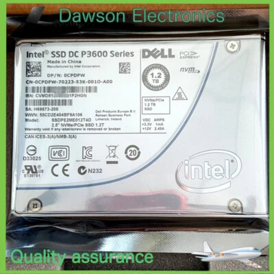 Intel Dell SSDPE2ME012T4DE P3600 0CPDPW Series 2.5" PCIe 1.2TB 3.0 NVMe,U.2 SSD - Image 1 of 4