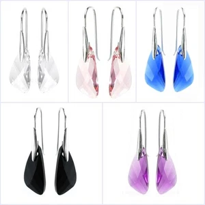 Pendientes colgantes de plata esterlina 0,925 Swarovski Elements inspire con ala de cristal - Imagen 1 de 6