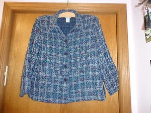 Woman's sz XL - Navy or Orange/Purple Plaid JACKET - Joanna - Unlined TOPPER - Picture 1 of 8