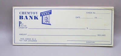 Libro vintage de 24 cheques de juguete de CHEMTOY BANK Foto 1 de 2