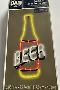 Neon Bar Light Beer Bottle Sign LED Party Man Cave Fathers Day Gift Vintage Look - Picture 1 of 2