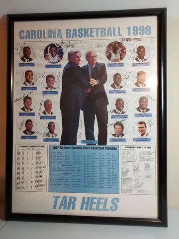 1997-98 UNC Tarheels Basketball Vintage Poster Calendar Framed Dean Smith Cover