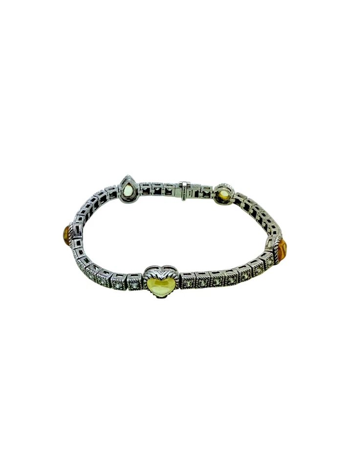 Brazalete Tenis Judith Ripka Plata Esterlina Amarillo Circonita Central Corazón Cuadrado Foto 1 de 4
