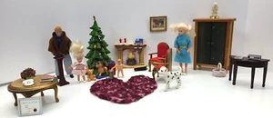 Vtg Town Square Miniature Family w Assorted Dollhouse Furniture and Accessories - Picture 1 of 18
