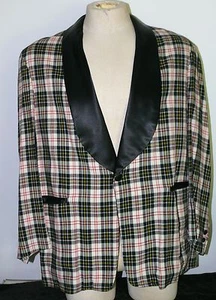 ROYALON RABHOR ABENDMANTEL HERREN SMOKING TARTON KARIERT LACHS SEIDE JACKE - Bild 1 von 9