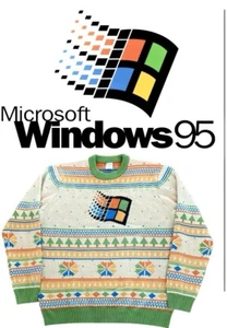 Microsoft Windows 95 Official Ugly Christmas Holiday Winter Geek Sweater 3XL HTF - Picture 1 of 20