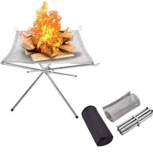 Stainless Steel Foldable Outdoor Fire Pit Rack For Camping BBQ Campfire Bonfire - Picture 1 of 15