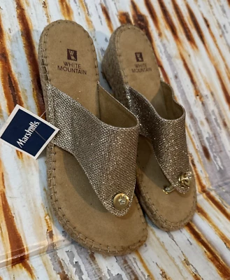 White Mountain Women's Beachball Cushioned Rose Gold Wedge Sandals Shoes Size 9M - Image 1 of 4