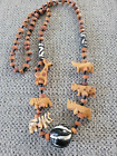 Vintage African Art Handmade Necklace Hand Carved Beaded Necklace J89