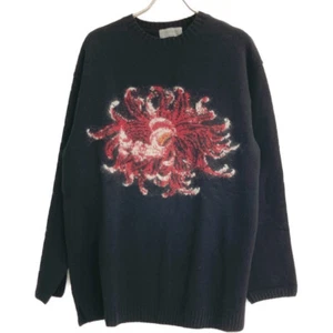 Yohji Yamamoto POUR HOMME HE-K29-983 22AW Floral print crew neck wool mohair... - Picture 1 of 6