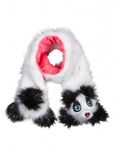 NWT Justice Girls Fuzzy Fur Panda Critter Muffler Pocket Winter Scarf NEW - Picture 1 of 1