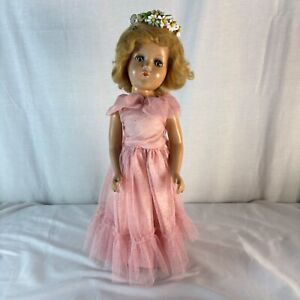 Arranbee R&B Composition Doll Pink Dress Flower Crown 17" tall Blonde Blue