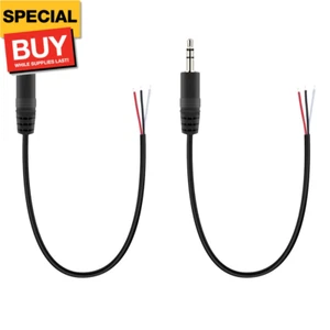 2 Pack Replacement 3.5Mm Male Plug to Bare Wire Open End TRS 3 Pole Stereo 1/8" - Picture 1 of 4