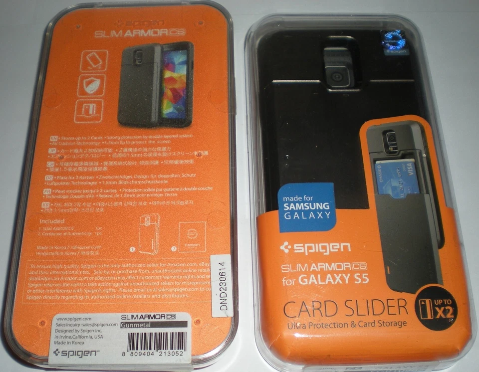 Samsung Galaxy S5 CARD SLIDER Hybrid Case, Gunmetal, holds 2 credit cards, New - Image 1 of 1