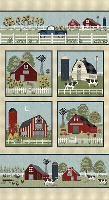 Heartland Farm Panel Cotton Fabric Quilt by Benartex 25 x 44" - Image 1 of 2