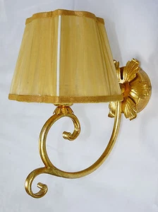 Applique foglia oro e paralume ferro battuto lampada da parete su misura art.672 - Picture 1 of 5