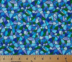 Cotton Stain Glass Mosaic Windows Church Cotton Fabric Print by the Yard D486.85 - Picture 1 of 1