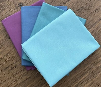 Paquete de 4 cuartos de grasa Riley Blake confeti algodón sólido "pavo real" tela de edredón Foto 1 de 4