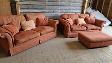 pair of Classic Laura Ashley Sofas And Footstool - Delivery Available 