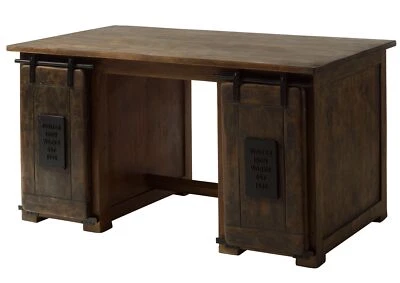 Schreibtisch Mango 140x80x76 braun lackiert RAILWAY #461 - Bild 1 von 4