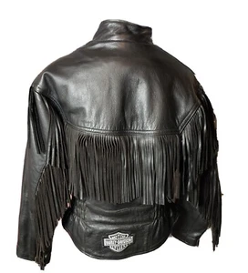 harley davidson leather fringe jacket - Picture 1 of 8